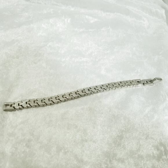 Silvertone rhinestone double clasp 7" bracelet 1.1478 - Picture 11 of 16